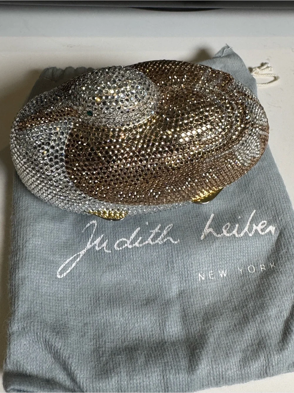 Judith Leiber Crystal-Embellished Hat Minaudière – Silver & Gold
